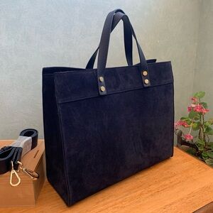 NWOT MARK & GRAHAM Womens Navy Suede Essential Tote Bag Large